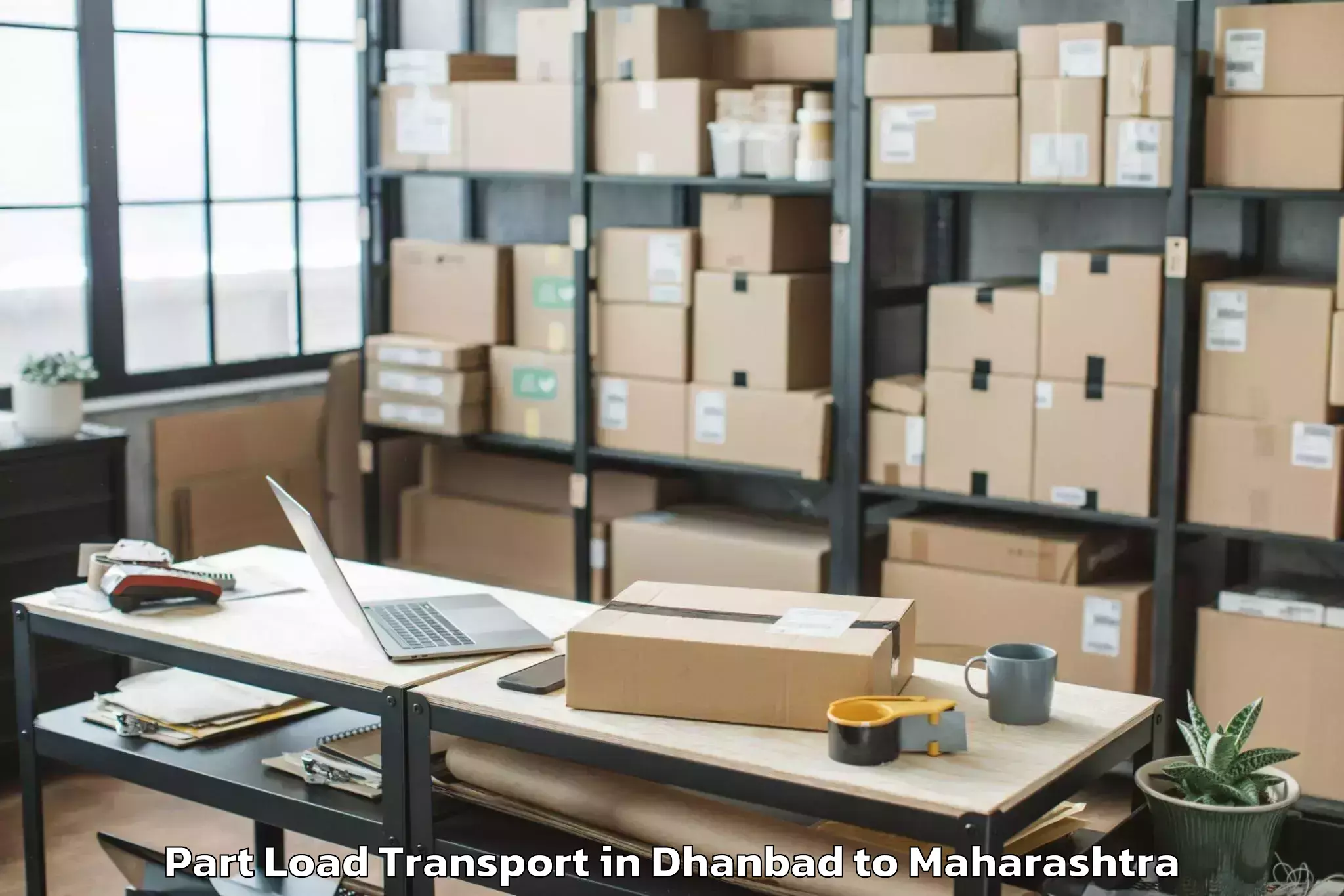 Easy Dhanbad to Shevgaon Part Load Transport Booking